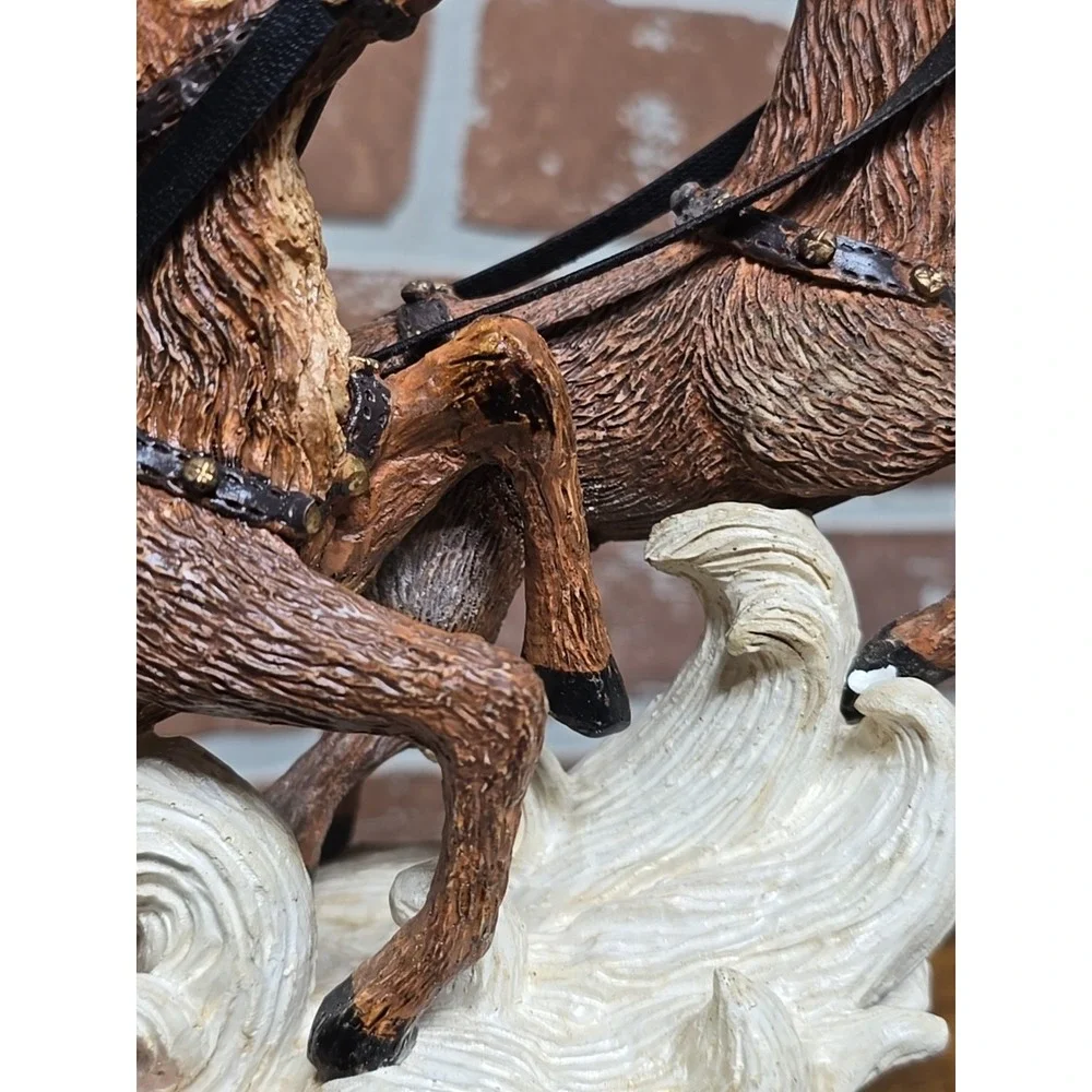 Vtg Santa‎ On His Sleigh Reindeer Holiday Style Figurine 12